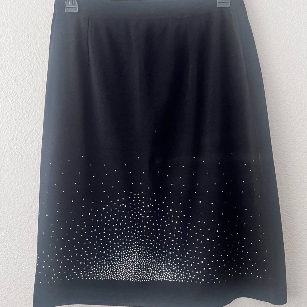 Misook Black Pencil Skirt with Silver Dots